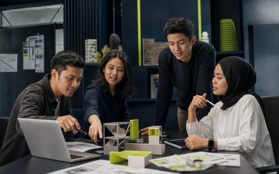 Cross-functional team collaborating on a project